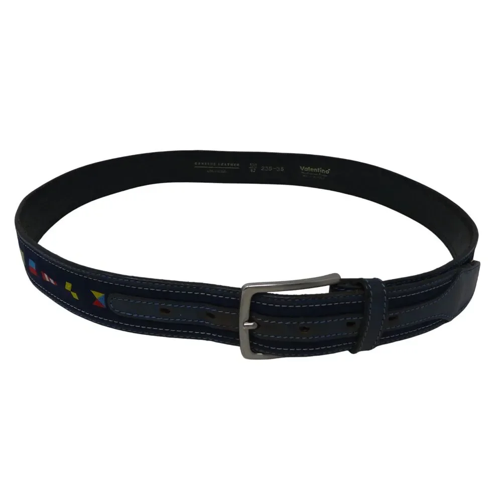 Valentino VIP Blue Nautical Code Flag Belt Mens 42‎